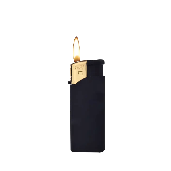 Mini Briquet Caoutchouc Noir et Or - Prof